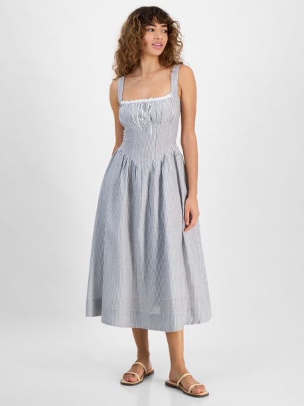 And Now This Striped Sleeveless Maxi Dress in White and Black